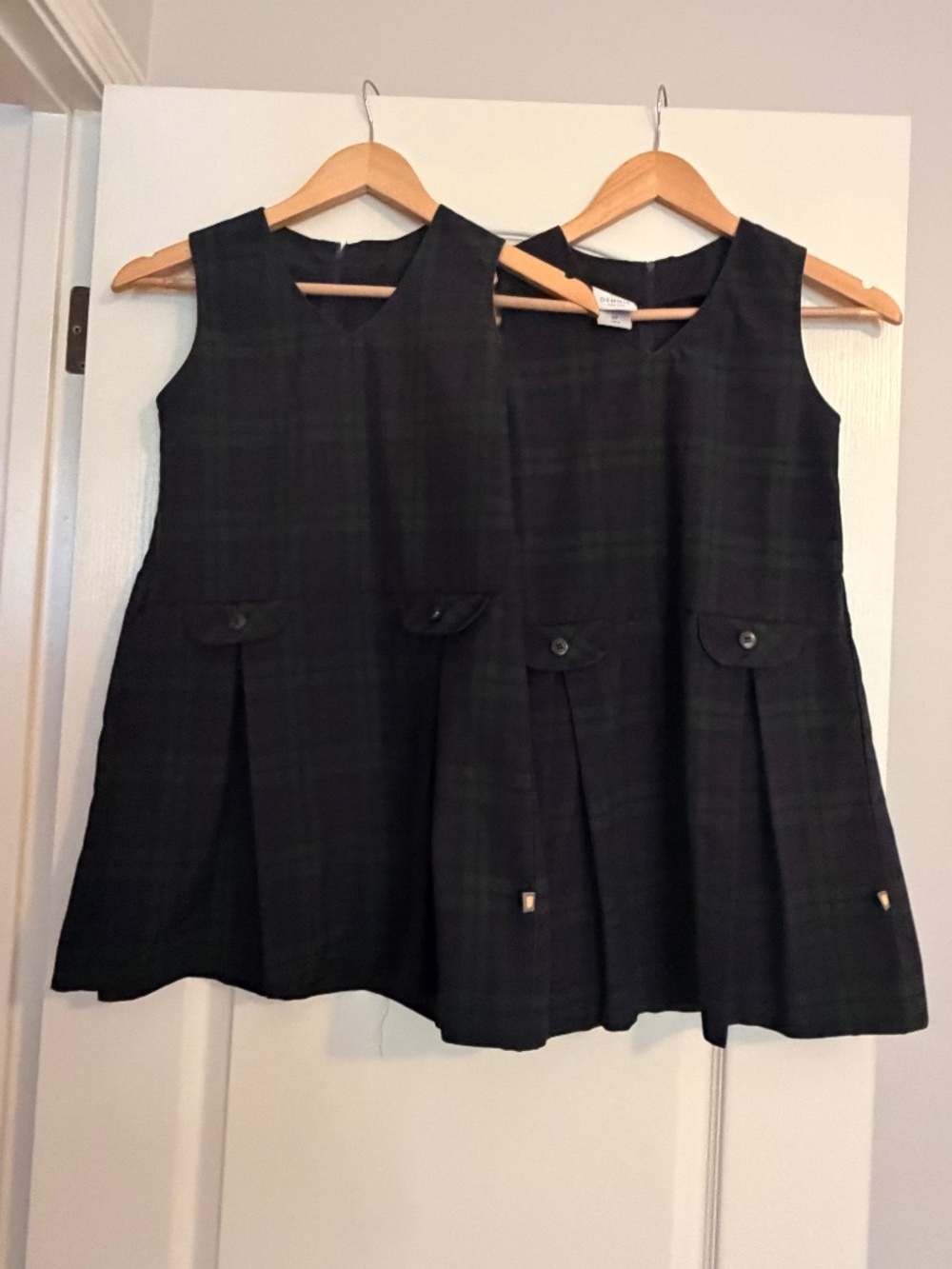 Dennis Uniform Girls Size 7 Plaid Jumper Dresses x 2